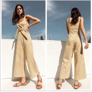 Womens yellow striped jumpsuit, small, brand Saylor